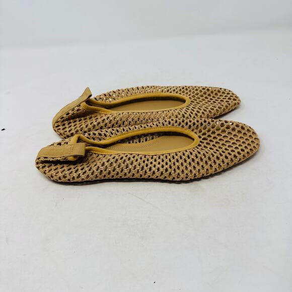H&M Tan Mesh Ballet Flats Shoes Size 41 Lightweight Woven Net Slip-On Flats - Picture 3 of 8